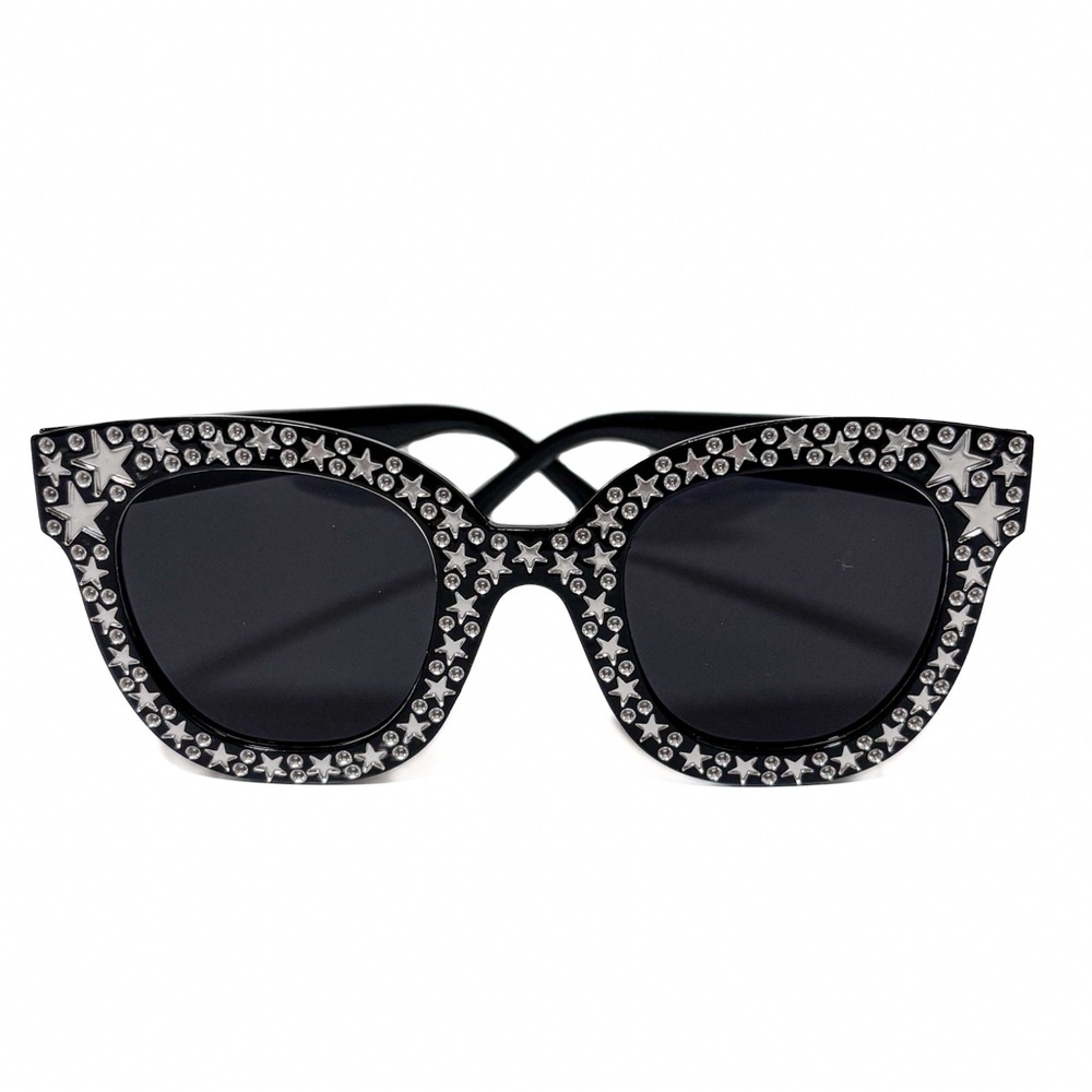 NEW - Rockstar Black Star Rhinestone Cat Eye Sunglasses Glam Vintage